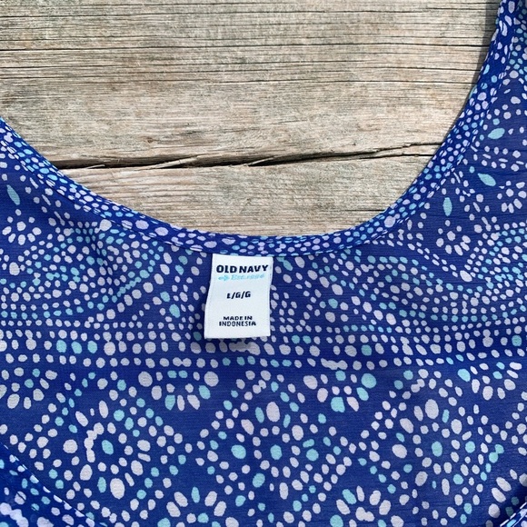 💛 Old Navy Blue & White Printed Sleeveless Tank Top Blouse L / G - Picture 2 of 5